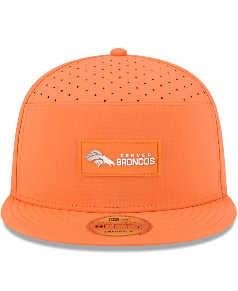 New Era Men's Orange Denver Broncos 2025 Sideline Split Panel 9FIFTY Snapback Hat