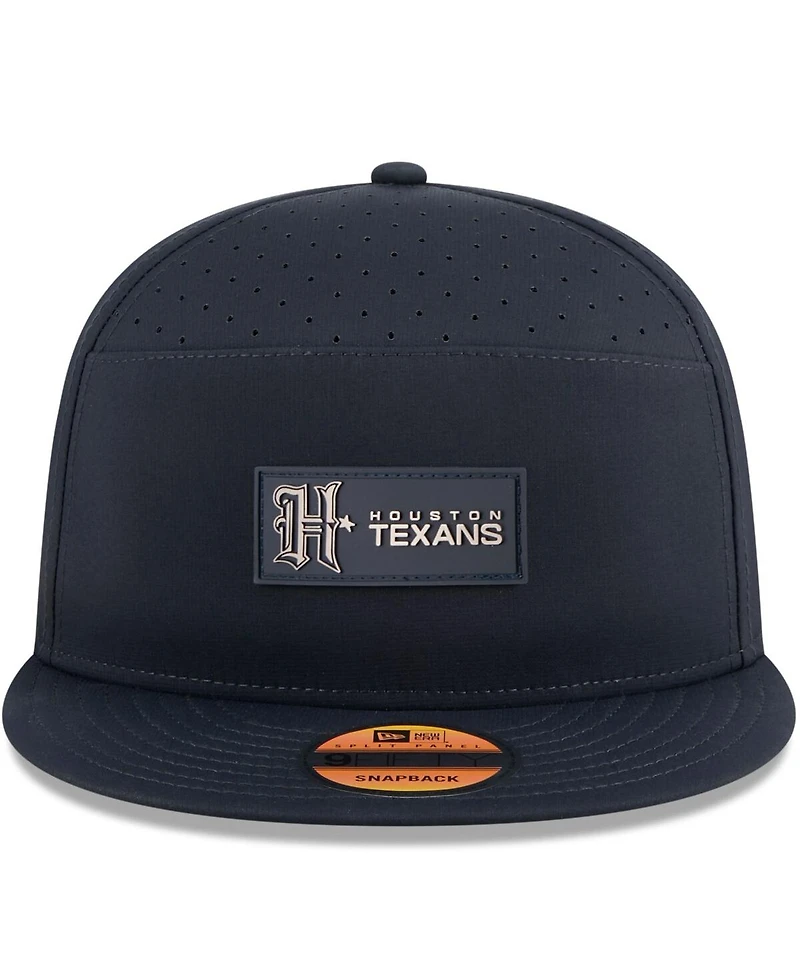 New Era Men's Navy Houston Texans 2025 Sideline H-Town Split Panel 9FIFTY Snapback Hat
