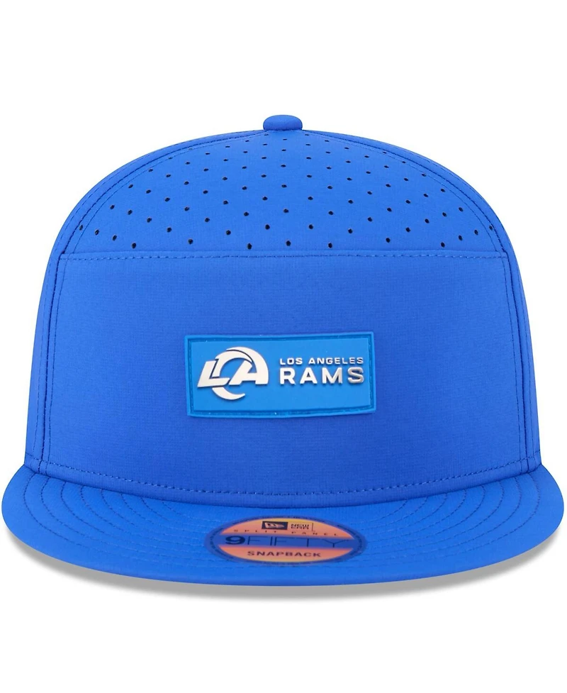New Era Men's Royal Los Angeles Rams 2025 Sideline Split Panel 9FIFTY Snapback Hat