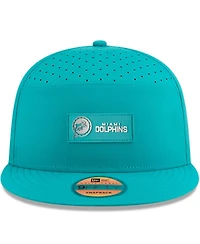 New Era Men's Aqua Miami Dolphins 2025 Sideline Throwback Split Panel 9FIFTY Snapback Hat