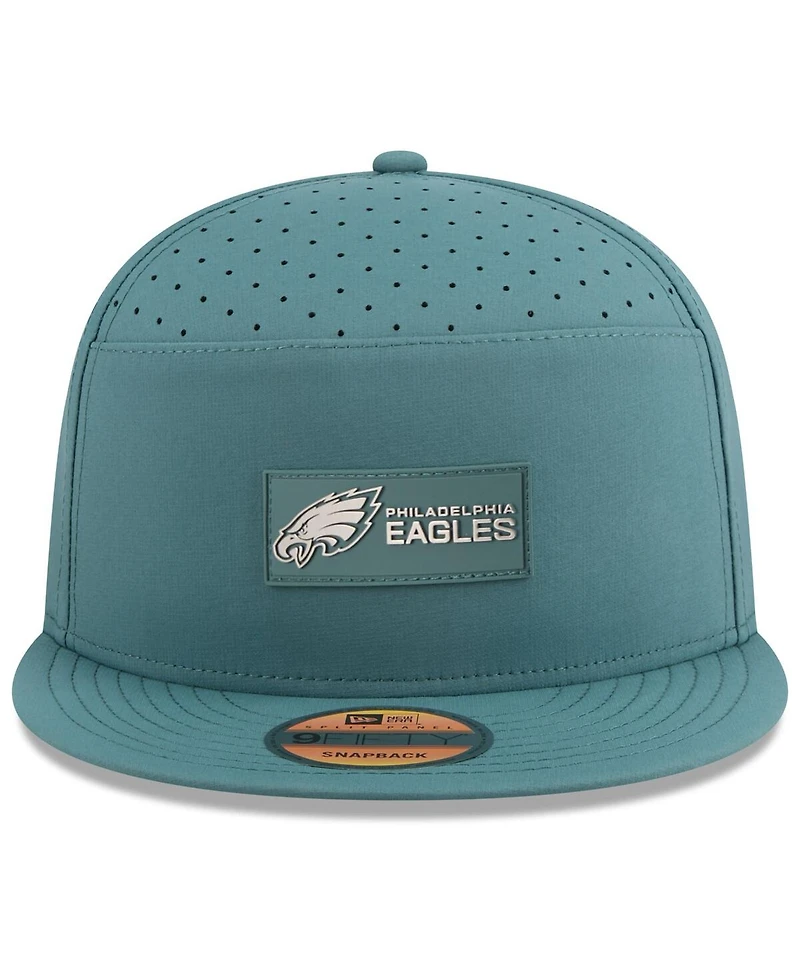 New Era Men's Midnight Green Philadelphia Eagles 2025 Sideline Split Panel 9FIFTY Snapback Hat