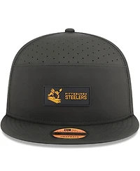 New Era Men's Black Pittsburgh Steelers 2025 Sideline Throwback Split Panel 9FIFTY Snapback Hat