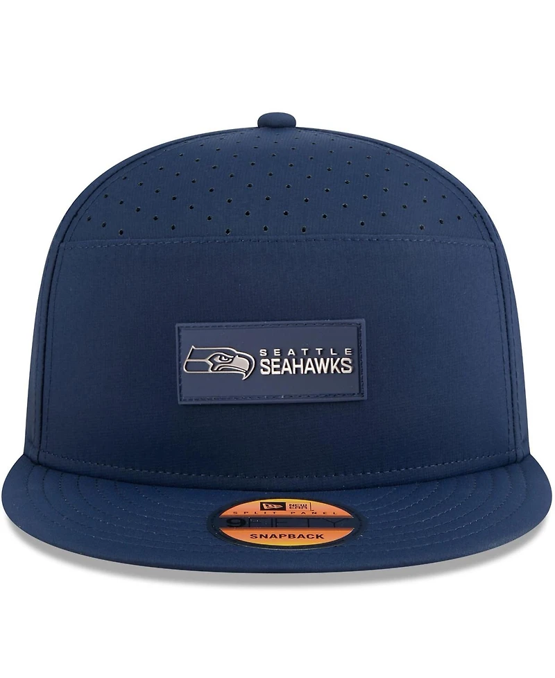 New Era Men's College Navy Seattle Seahawks 2025 Sideline Split Panel 9FIFTY Snapback Hat