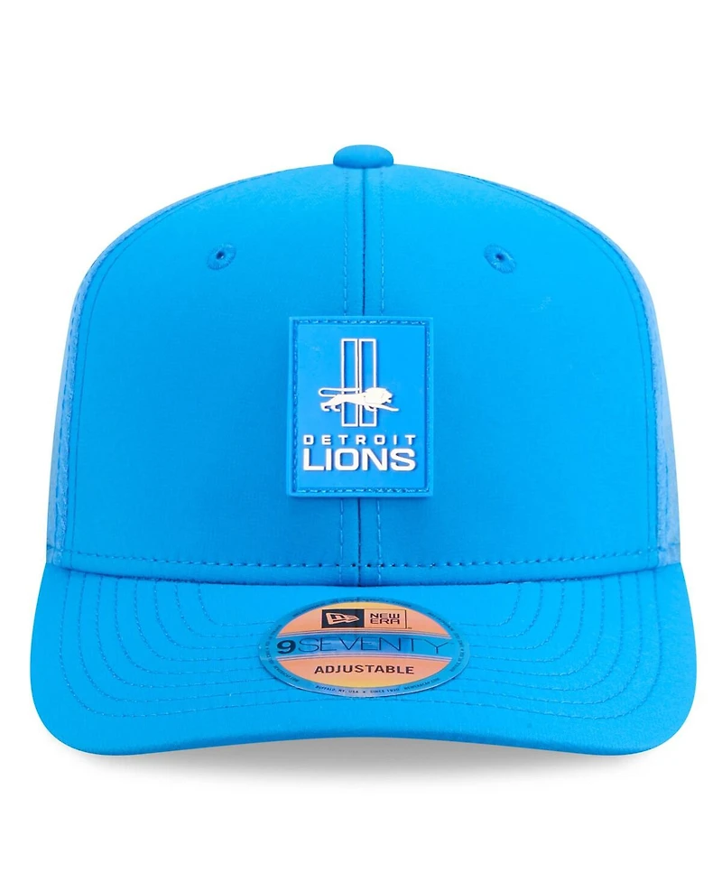 New Era Men's Blue Detroit Lions 2025 Sideline Throwback 9SEVENTY Trucker Adjustable Hat