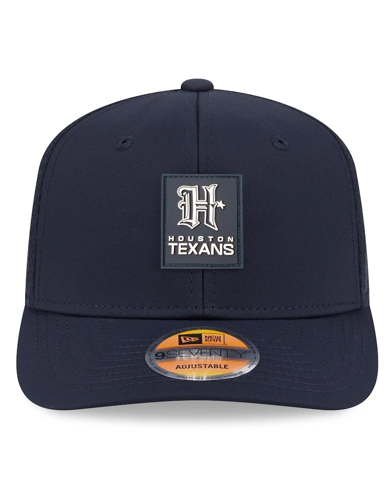 New Era Men's Navy Houston Texans 2025 Sideline H-Town 9SEVENTY Trucker Adjustable Hat