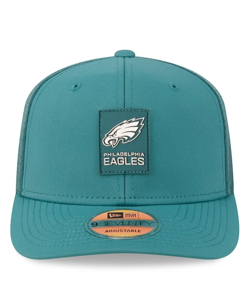 New Era Men's Green Philadelphia Eagles 2025 Sideline 9SEVENTY Trucker Adjustable Hat