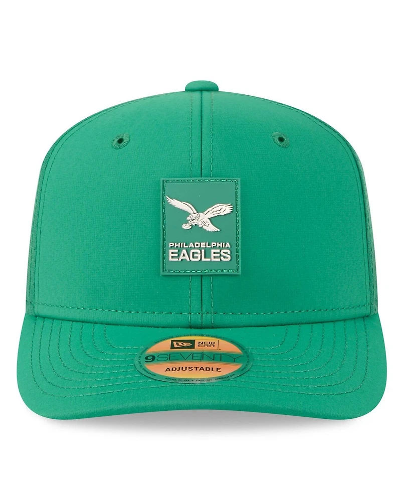New Era Men's Kelly Green Philadelphia Eagles 2025 Sideline Throwback 9SEVENTY Trucker Adjustable Hat