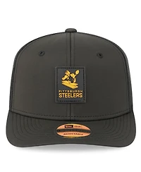 New Era Men's Black Pittsburgh Steelers 2025 Sideline Throwback 9SEVENTY Trucker Adjustable Hat