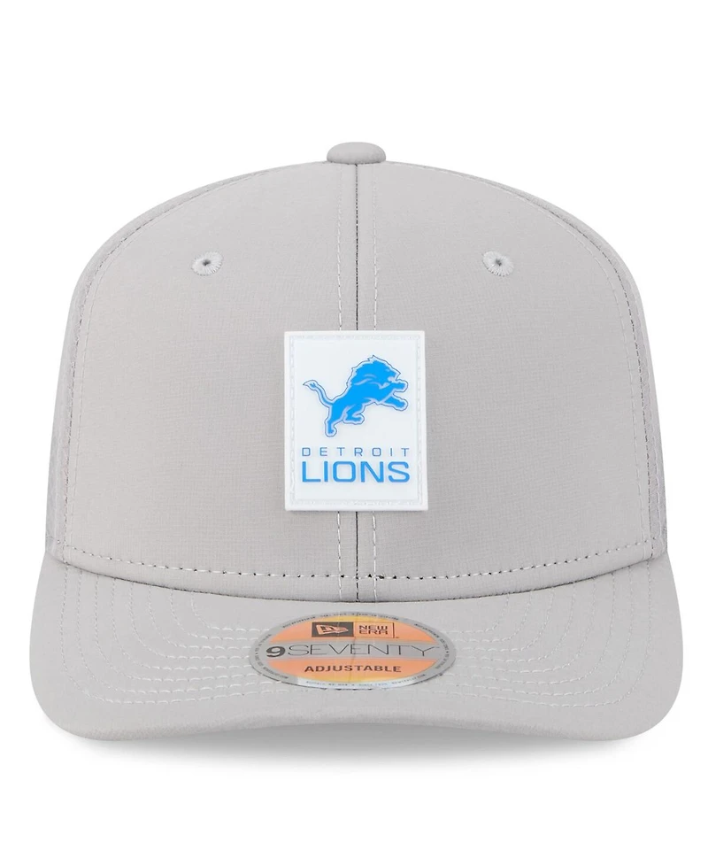 New Era Men's Gray Detroit Lions 2025 Sideline 9SEVENTY Adjustable Trucker Hat
