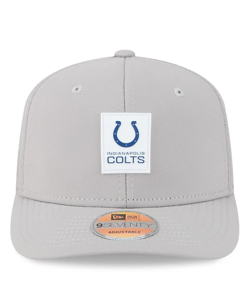 New Era Men's Gray Indianapolis Colts 2025 Sideline 9SEVENTY Adjustable Trucker Hat