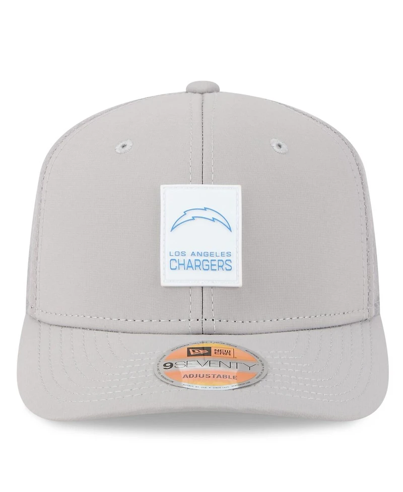 New Era Men's Gray Los Angeles Chargers 2025 Sideline 9SEVENTY Adjustable Trucker Hat