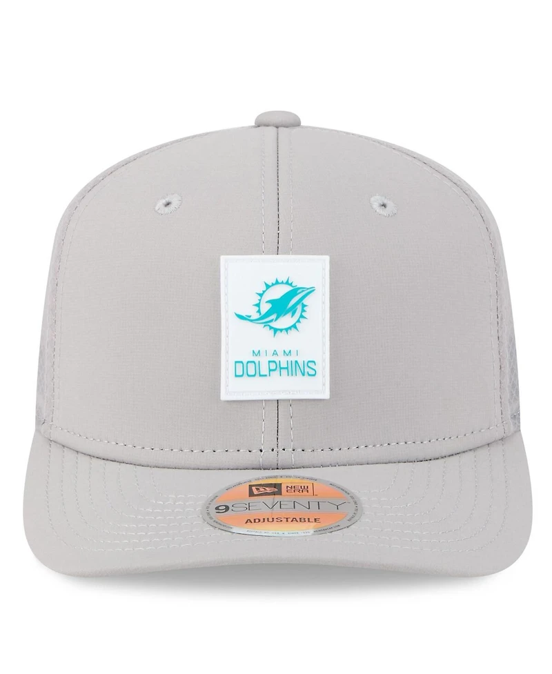 New Era Men's Gray Miami Dolphins 2025 Sideline 9SEVENTY Adjustable Trucker Hat