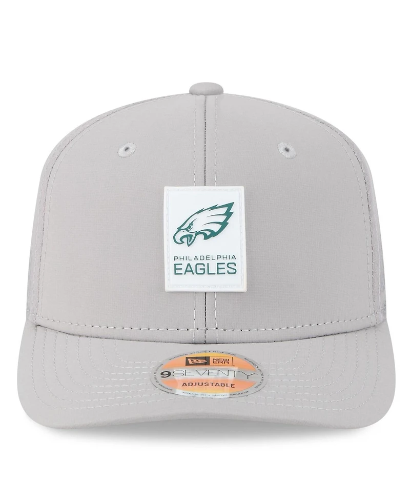 New Era Men's Gray Philadelphia Eagles 2025 Sideline 9SEVENTY Adjustable Trucker Hat