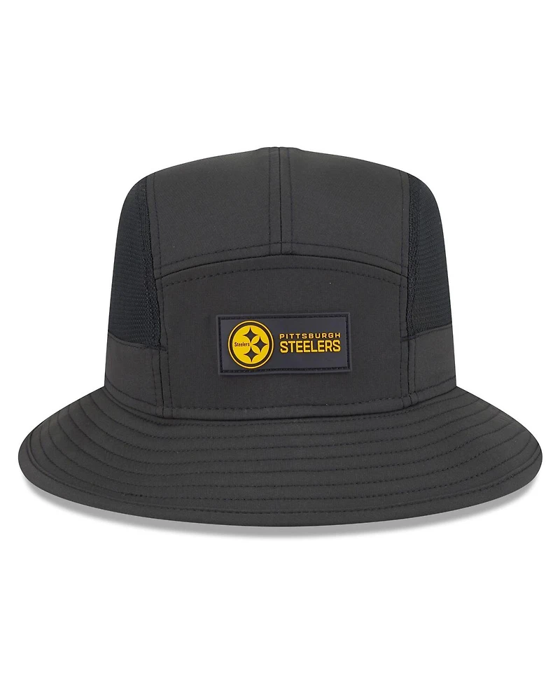 New Era Men's Black Pittsburgh Steelers 2025 Sideline Bucket Hat