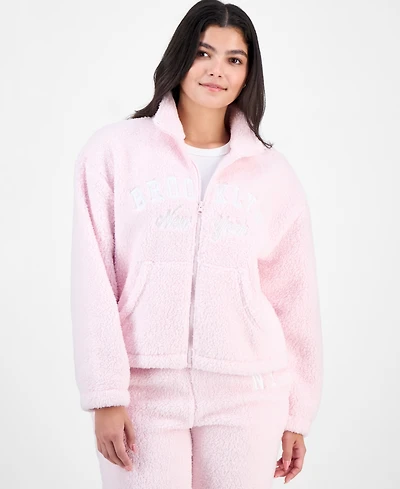 Madden Girl Juniors' Sherpa Fleece Zip-Up Jacket