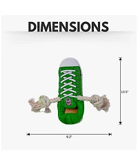 Squeaking Comfort Plush Sneaker Dog Toy – Rope, Squeaker & Treat Compartment, Safe & Durable – Green