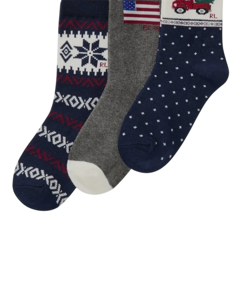 Polo Ralph Lauren Little and Big Boys 3-Piece Holiday Truck Socks Set