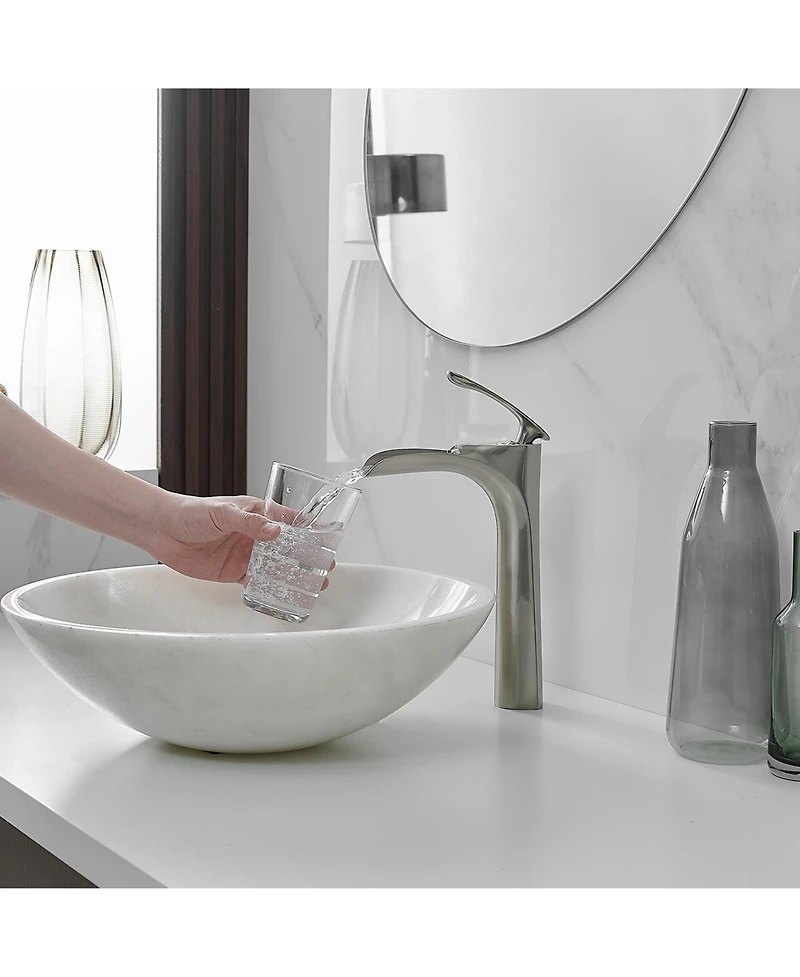 Greenspring Single Hole Handle Bathroom Vessel Sink Faucet With Pop Up Drain Without Overflow Matte Black Chrome