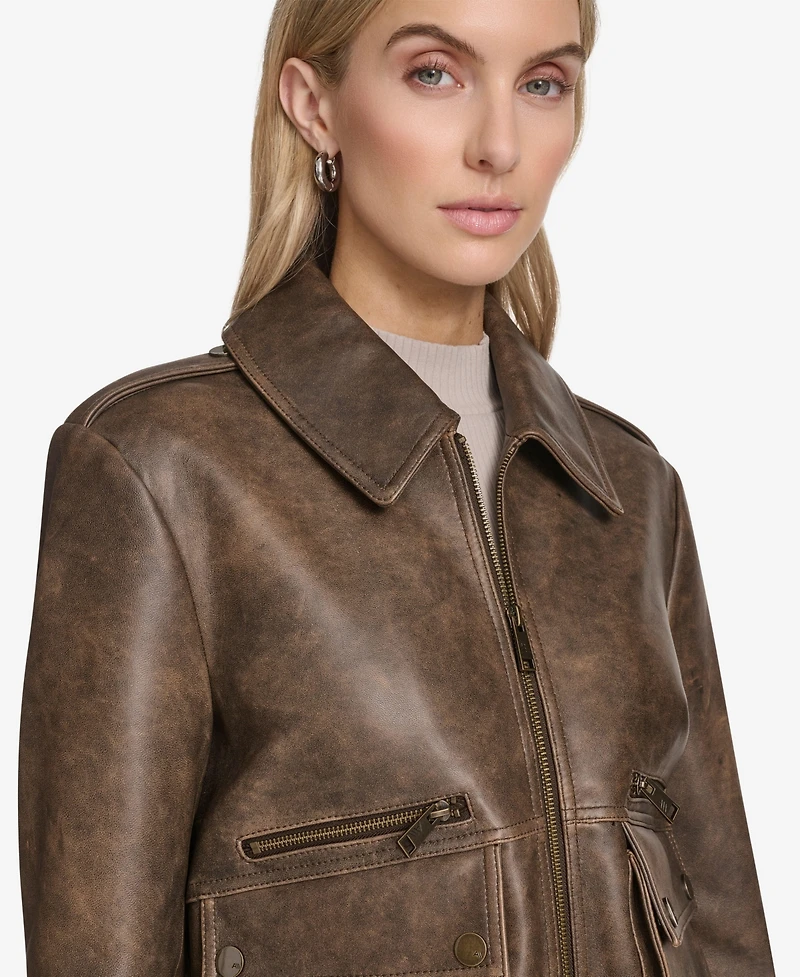 Andrew Marc Women's Addis Aviator Leather Jacket