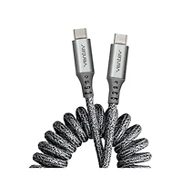Ventev Helix Usb C to Usb C High Speed Travel 3 Foot Cable-Gray