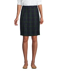 Lands' End Women's Top of the Knee Plaid Box Pleat Skirt