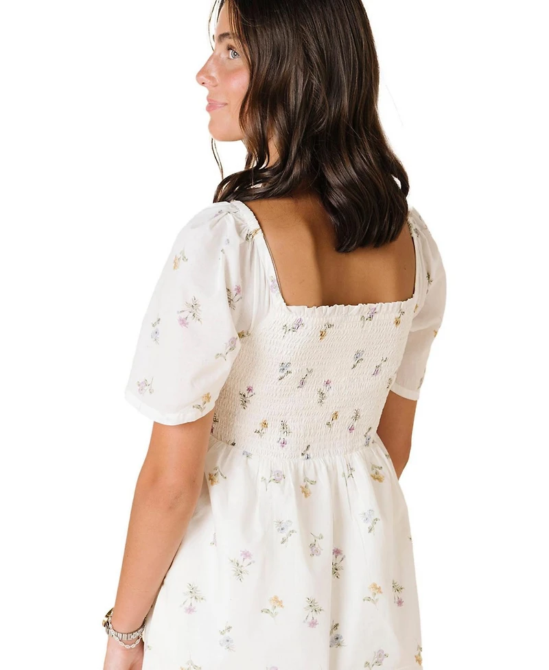 Hope & Henry Women's Organic Bell Sleeve Smocked Dress