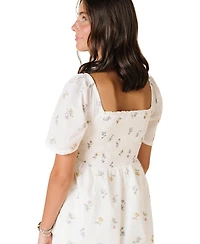 Hope & Henry Women's Organic Bell Sleeve Smocked Dress
