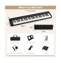 Akiudex 61-Key Foldable Digital Piano with Bag Pedal and Wireless Midi