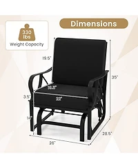 Gymax 2PCS Patio Glider Chair Single Outdoor Rocking with Seat and Back Cushions