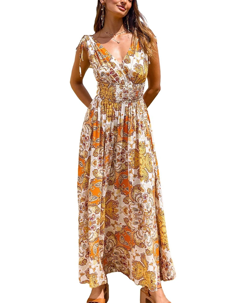 Cupshe Women's Turn the Page Paisley Maxi Beach Dress