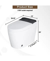 Casainc Smart Elongated One-Piece Bathroom Fixture, Heated Seat, Auto Open/Close, Foot Sensor, Warm Water, Dryer & Night Light