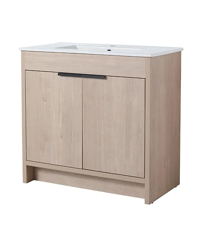 Casainc 36 Inch Freestanding Vanity with Ceramic Sink and Soft-Close Cabinet Doors