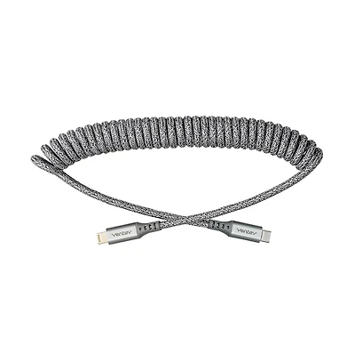 Ventev Helix Usb C to Apple Lightning High Speed Travel 3 Foot Cable-Gray