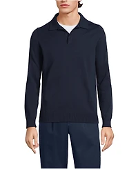 Lands' End Men's Long Sleeve Cotton Sweater Polo
