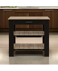 Slickblue Wooden Kitchen Island Table with Drawer and 2 Storage Shelves for Meal Prep