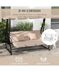 Outsunny 3-Seat Outdoor Patio Swing Chair with Adjustable Canopy,