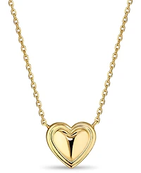 Devata Contour-lined Heart Necklace in Gold Plated Sterling Silver, Adj to 16 in / 17 in / 18 in