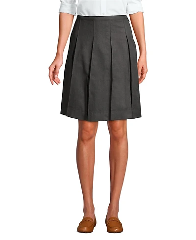 Lands' End Women's Plus Solid Top of Knee Box Pleat Skirt