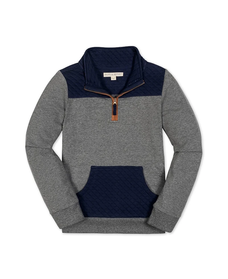 Hope & Henry Little and Big Boys' Organic Long Sleeve French Terry Half-Zip Pullover