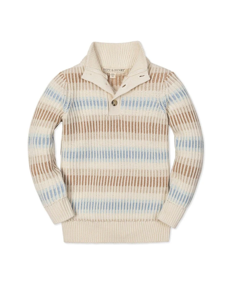 Hope & Henry Boys Organic Mock Neck Stripe Sweater