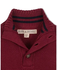 Hope & Henry Little and Big Boys' Organic Mock Neck Stripe Sweater