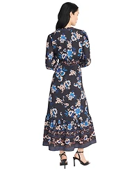 Donna Morgan Women's V-Neck Tiered Midi Dress