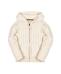 Hope & Henry Boys Organic Long Sleeve Full Zip Hooded Sweater with Elbow Patches