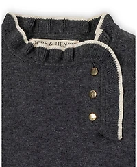 Hope & Henry Little and Big Girls' Organic Long Sleeve Ruffle Trim Sweater Dress