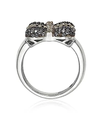 Suzy Levian New York Suzy Levian Sterling Silver Sapphire & Created White Sapphire Wrapped Cushion Ring