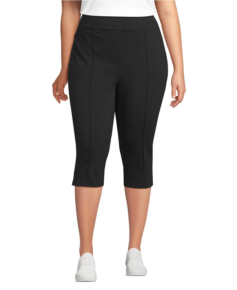 Lands' End Women's Plus Starfish High Rise Pintuck Capri Pants