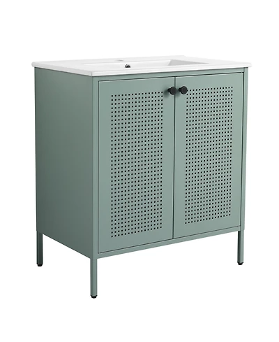 Casainc 30 Inch Freestanding Bathroom Vanity with Ceramic Sink and Storage Space