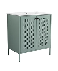 Casainc 30 Inch Freestanding Bathroom Vanity with Ceramic Sink and Storage Space