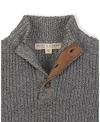 Hope & Henry Boys Organic Mock Neck Cardigan Stitch Sweater