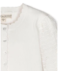 Hope & Henry Women's Organic Pointelle Sleeve Henley Sweater